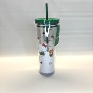 Starbucks Hello Kitty Collaboration Tumbler with Straw Green Lid 24oz